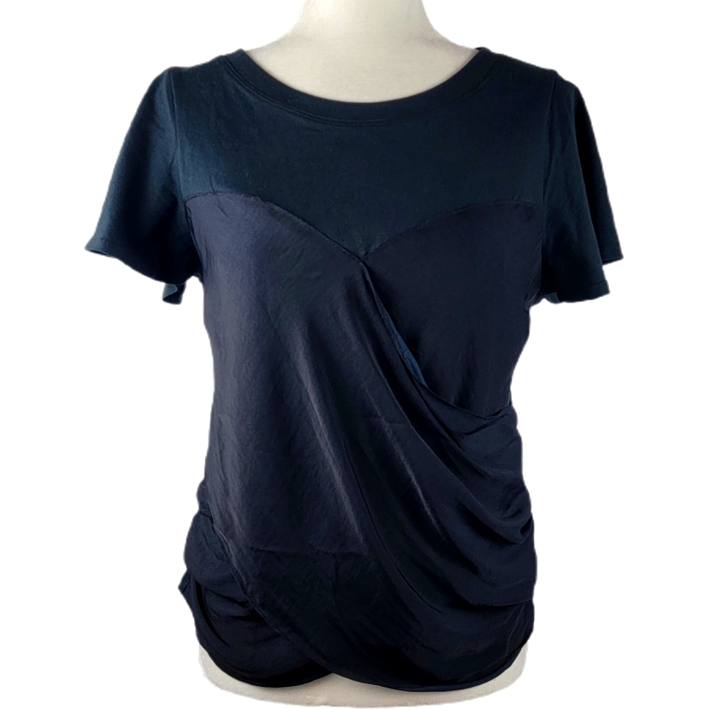 Maeve NWT Anthropologie Black Satin Twist Front Top Small